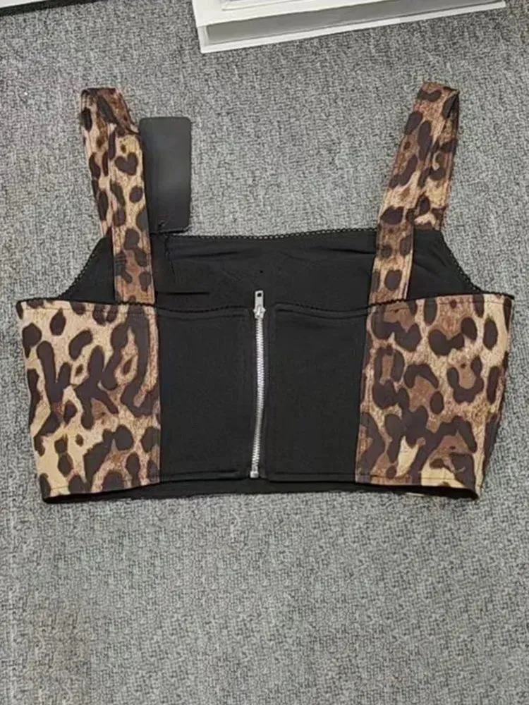 Summer Set with Crop Top & Animal Print Shorts for Women