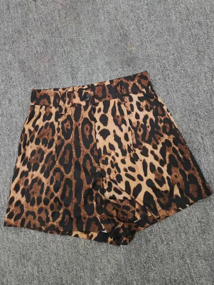 Summer Set with Crop Top & Animal Print Shorts for Women
