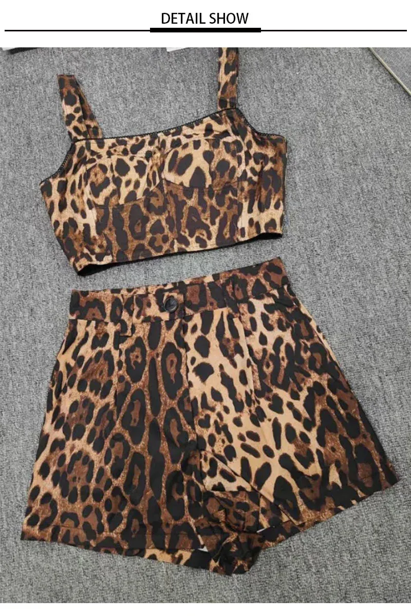 Summer Set with Crop Top & Animal Print Shorts for Women