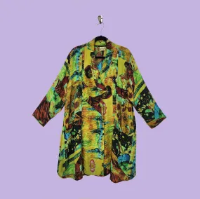 Travel Jacket in URU Cyan Printed Silk