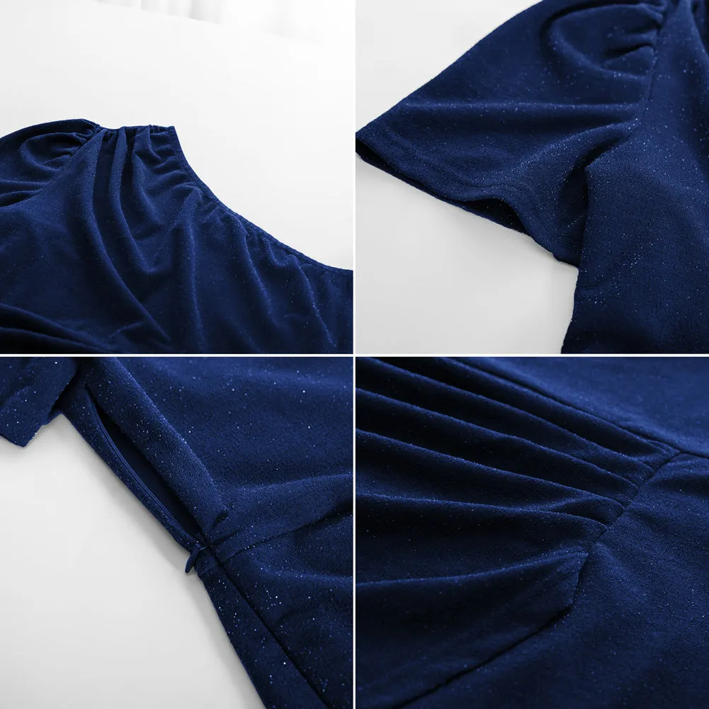 Women Plus Size Wrap Hem Party Dress Short Sleeve One-Shoulder Dress
