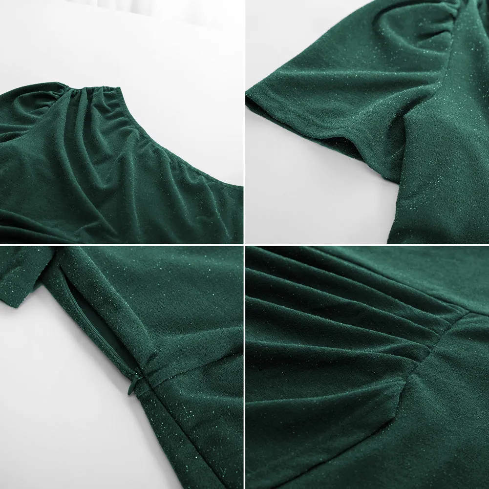 Women Plus Size Wrap Hem Party Dress Short Sleeve One-Shoulder Dress