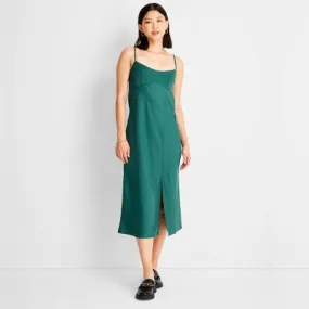 Women's Slip Tank Dress - A New Day Teal Green S